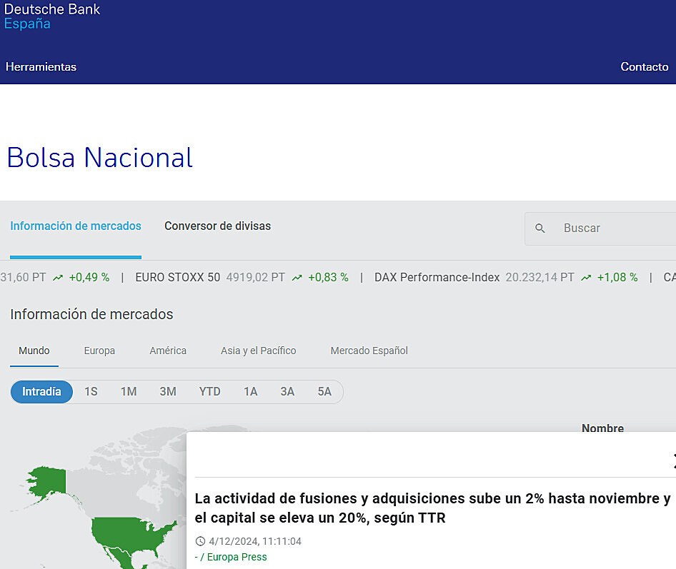 La actividad de fusiones y adquisiciones sube un 2% hasta noviembre y el capital se eleva un 20%, segn TTR